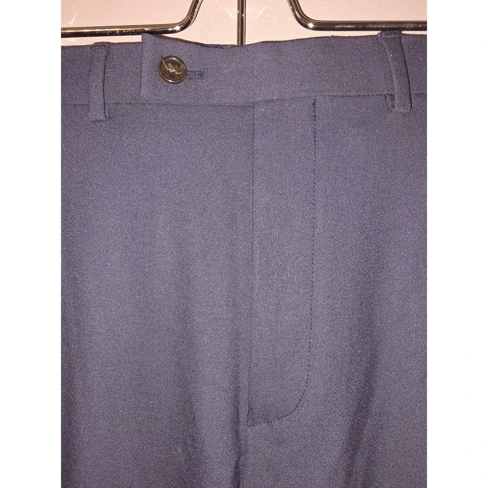 Lauren Ralph Lauren Mens Navy Blue Stretch Dress Pants 33W x 32L Flat Front
